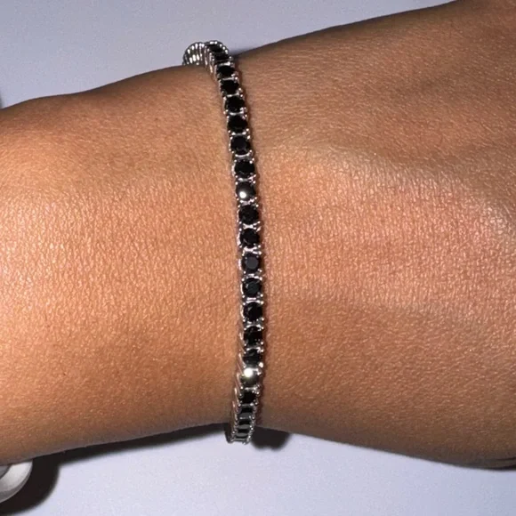 18k Gold Vermeil Black Diamond Tennis Bracelet, VVS GRA Certified Free Appraisal